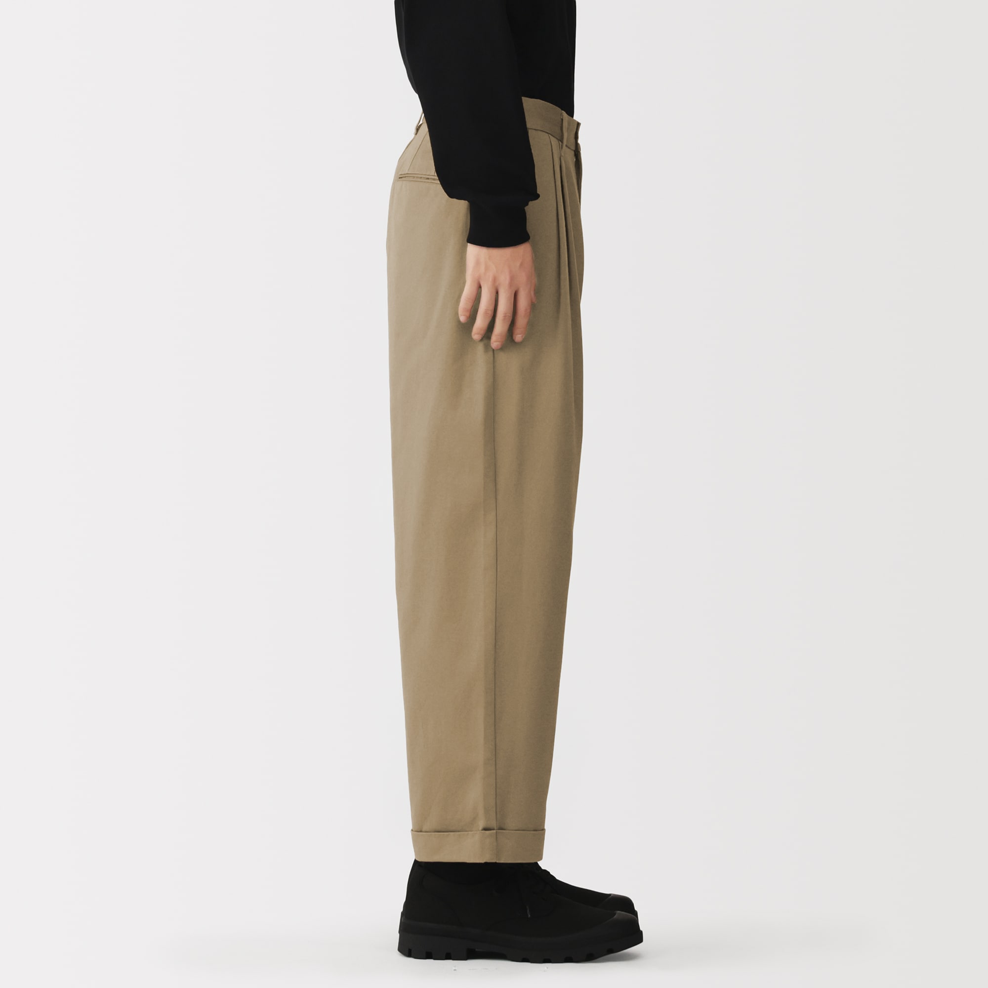 紳士　チノワイドクロップドパンツ