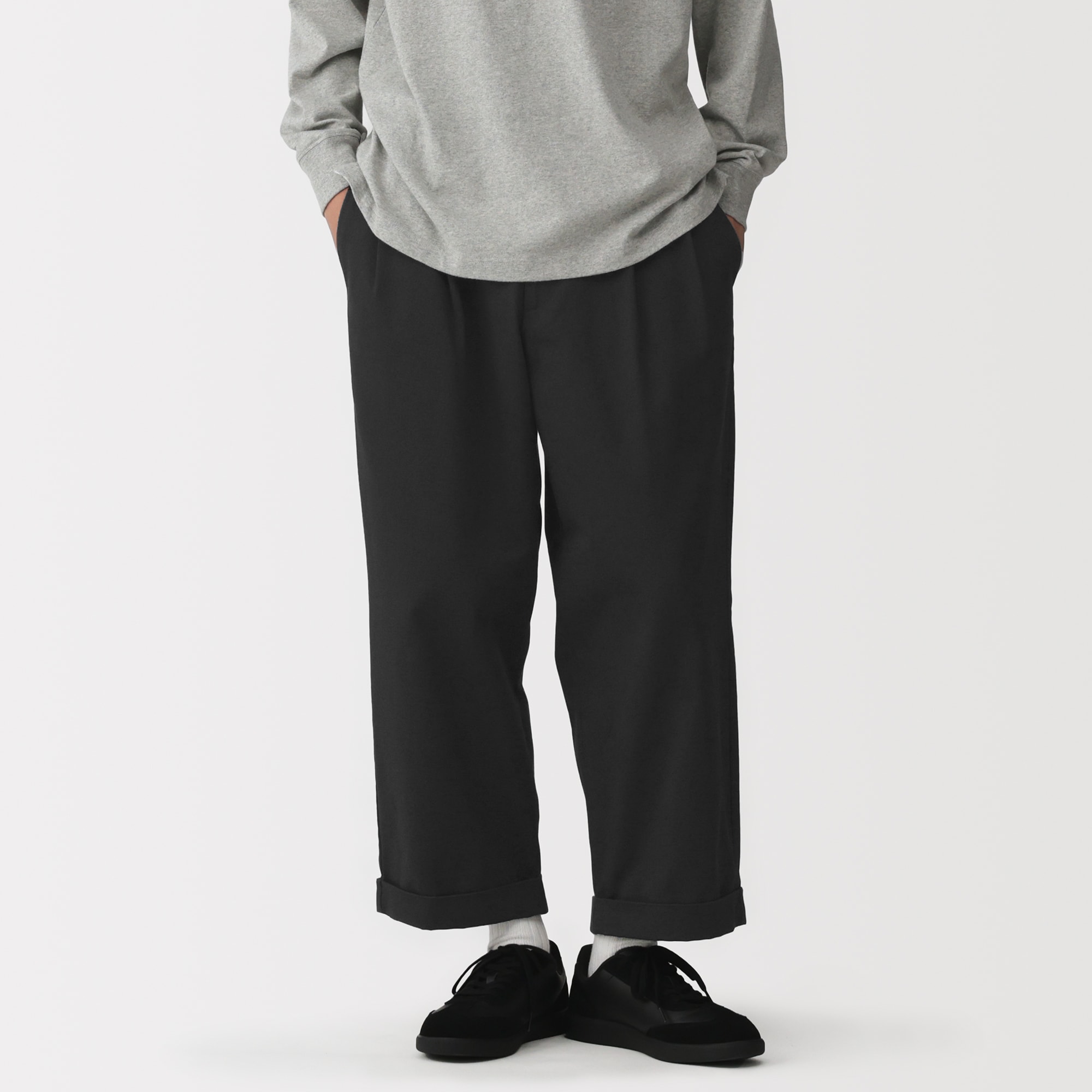 紳士　チノワイドクロップドパンツ