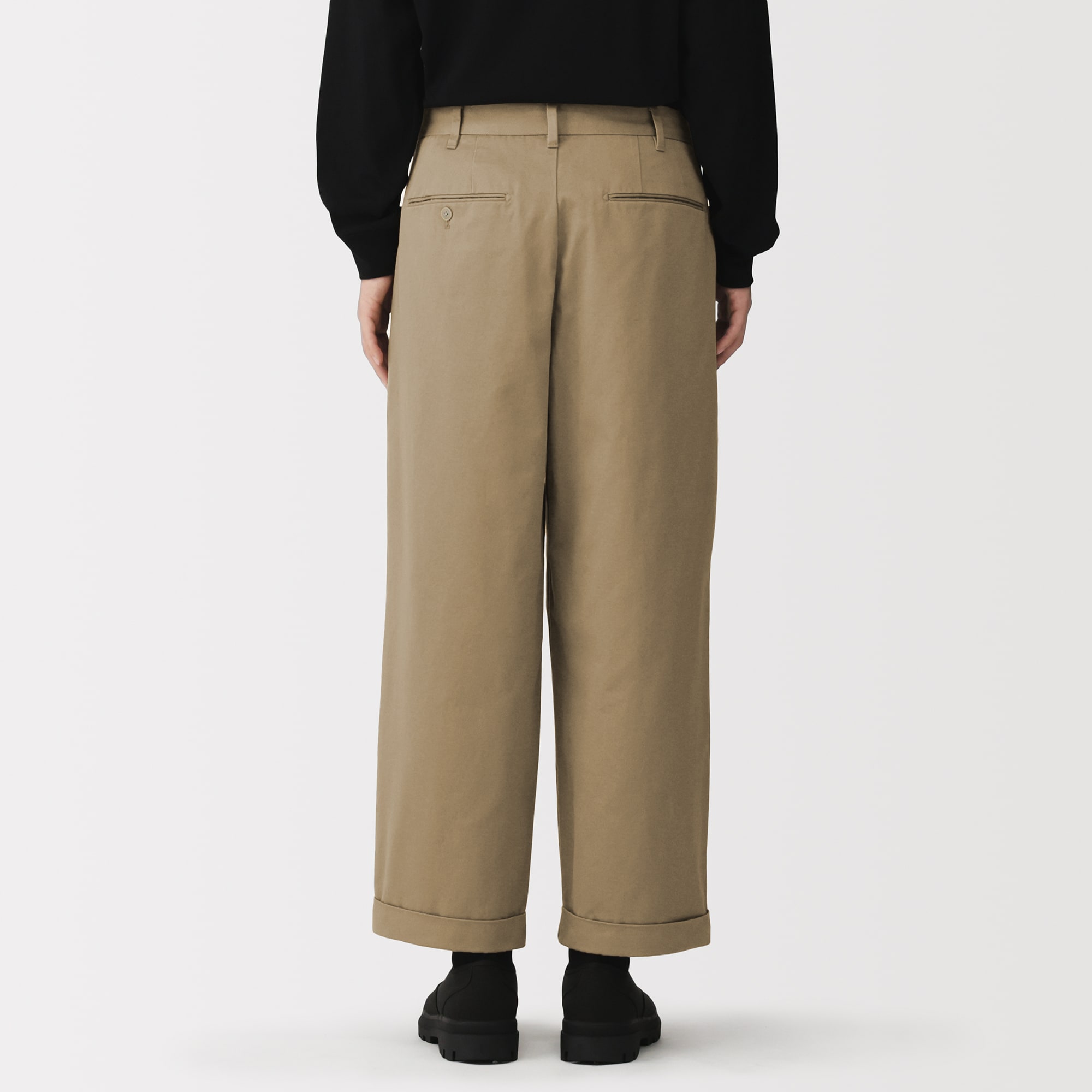 紳士　チノワイドクロップドパンツ