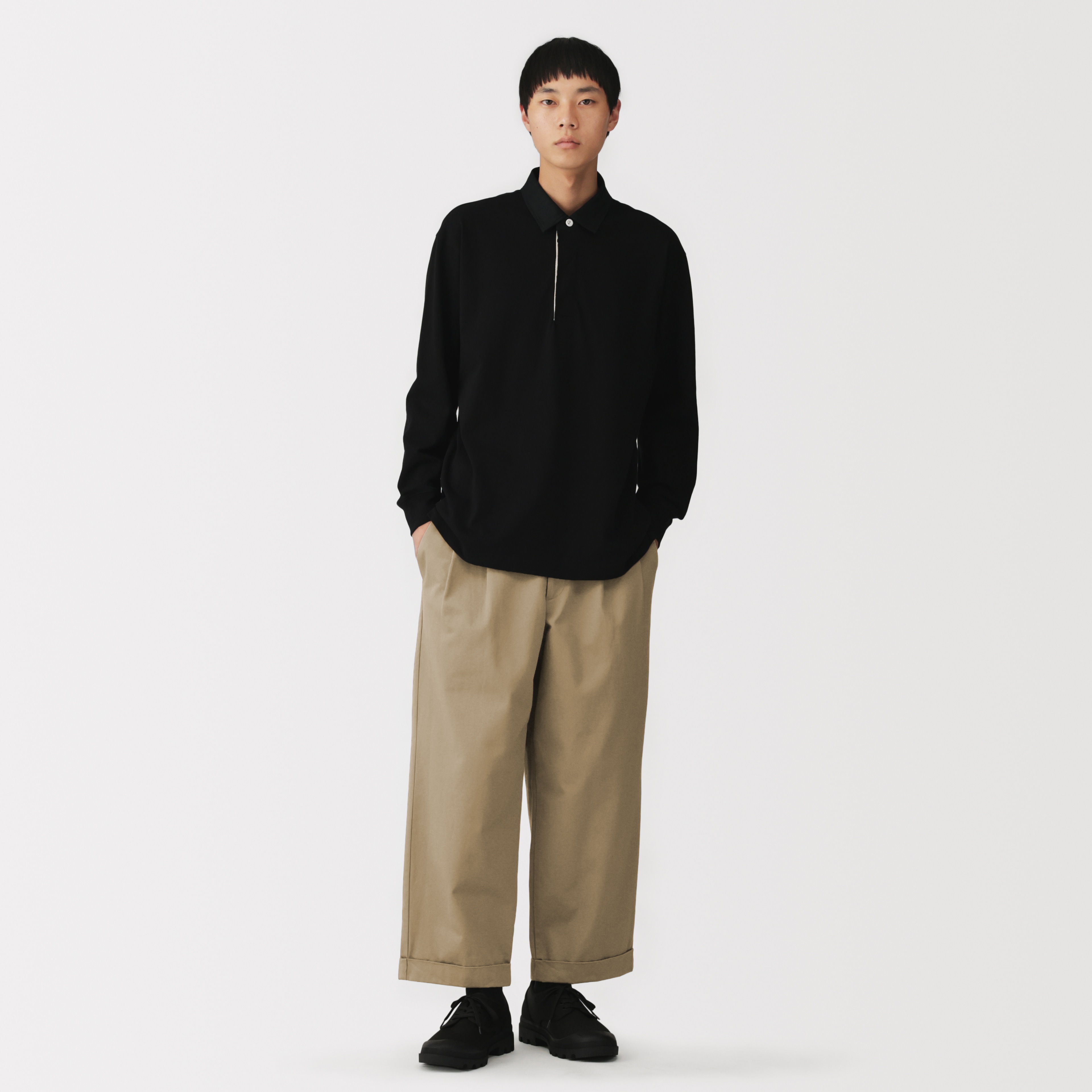 紳士　チノワイドクロップドパンツ