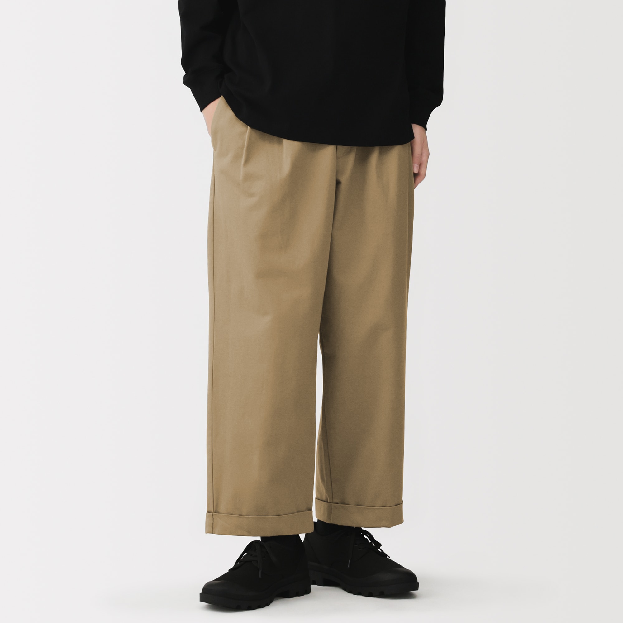 紳士　チノワイドクロップドパンツ