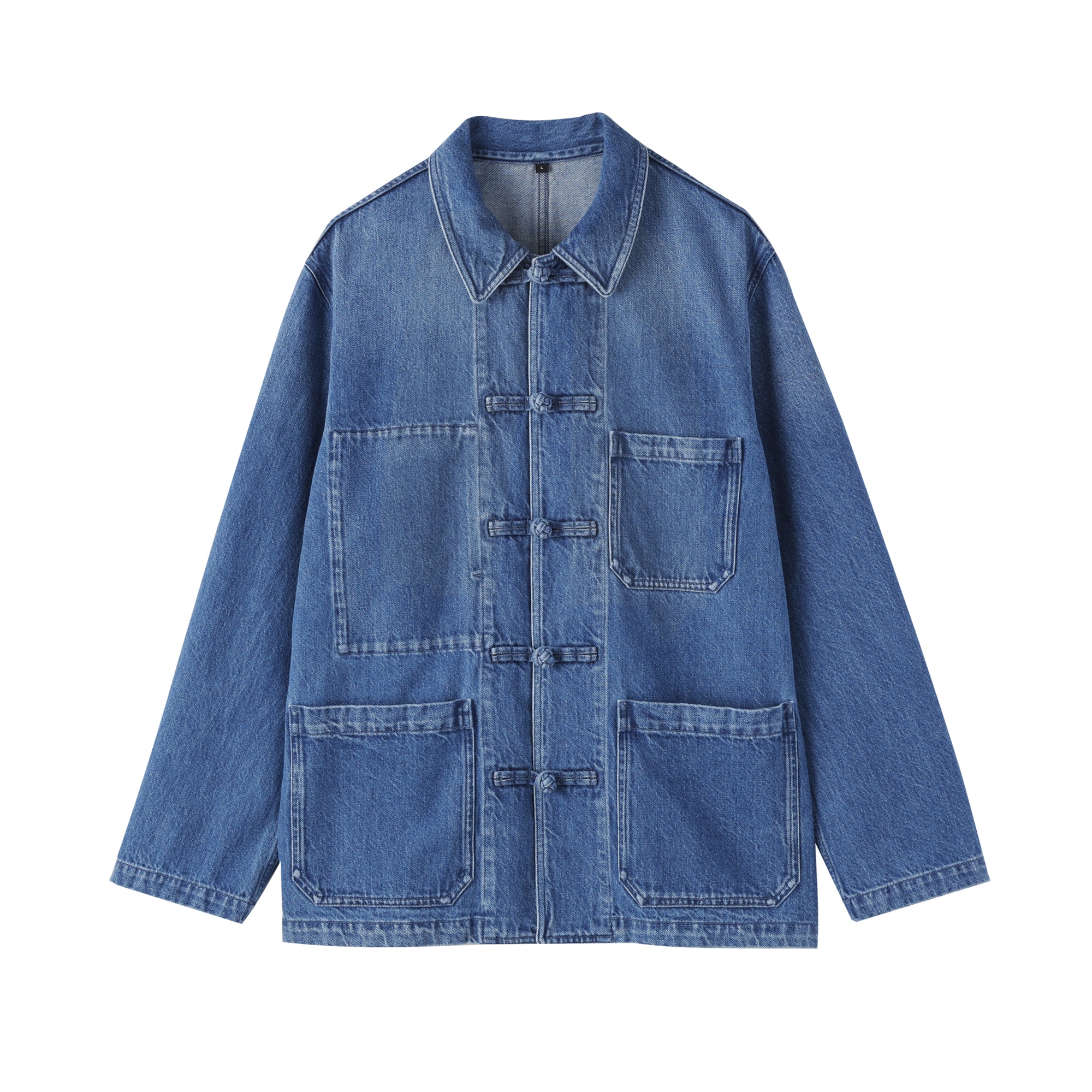 紳士　木の実から作ったカポック混デニム　結び釦ジャケット