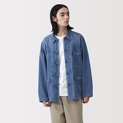 【１月１９日順次発売予定】紳士　木の実から作ったカポック混デニム　結び釦ジャケット