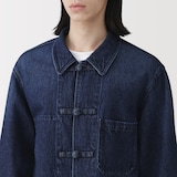 紳士　木の実から作ったカポック混デニム　結び釦ジャケット