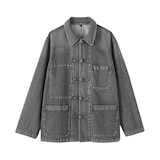 紳士　木の実から作ったカポック混デニム　結び釦ジャケット