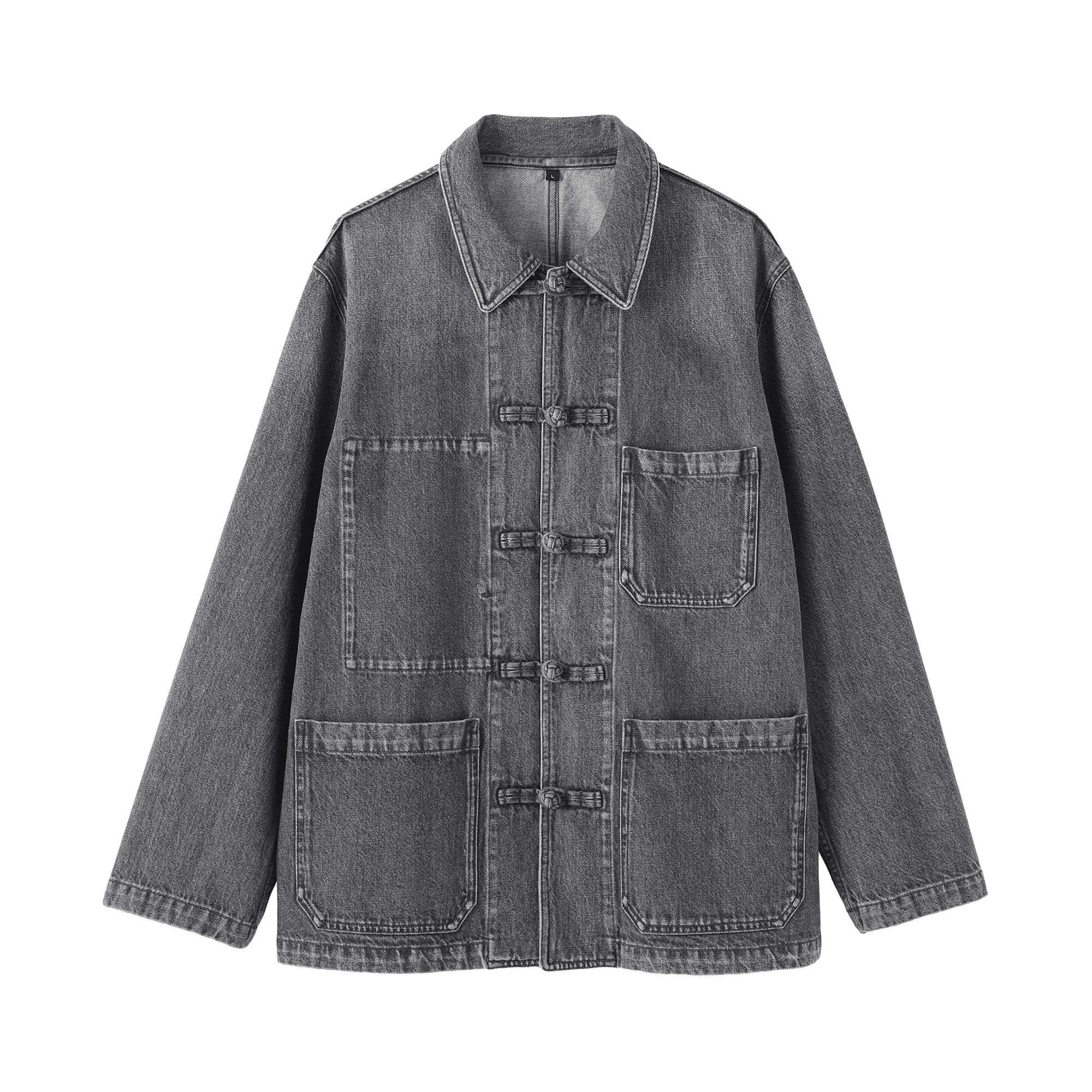 紳士　木の実から作ったカポック混デニム　結び釦ジャケット