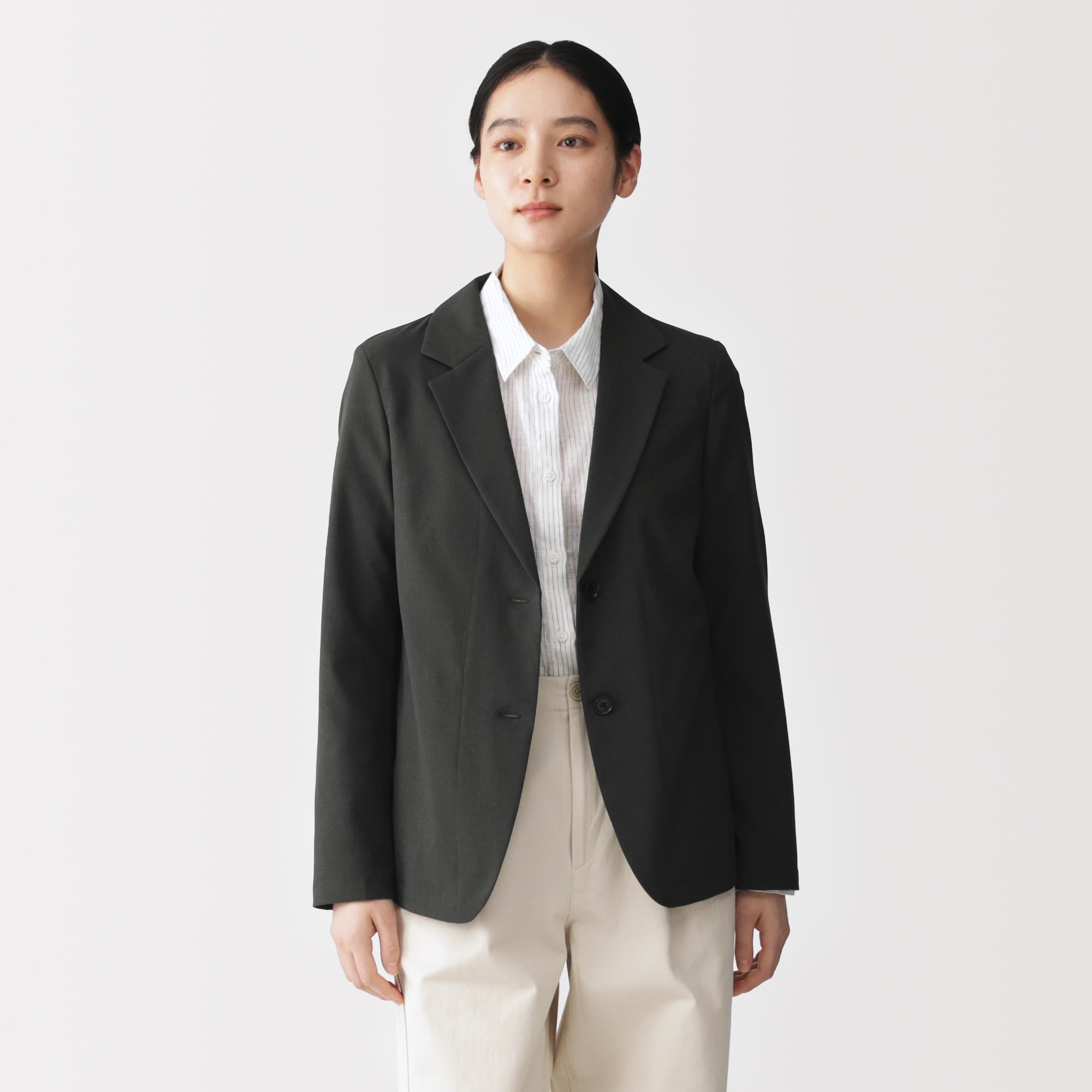 極美品 セオリー 38 WOODMERE ストレッチ テーラードジャケット 黒 TURN ME ON(ターンミーオン) / ジャケット / 綿麻オックス ストレッチ