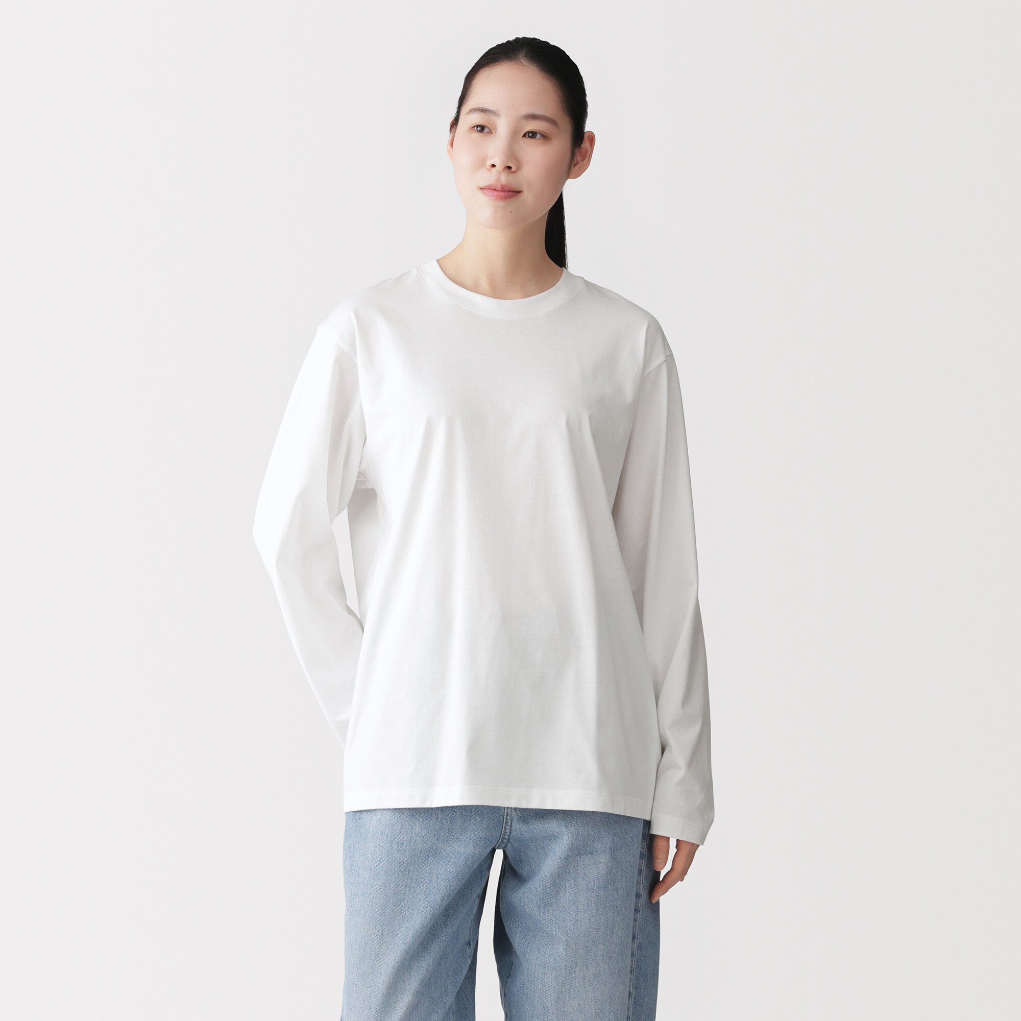 紳士　天竺編みクルーネック長袖Ｔシャツ