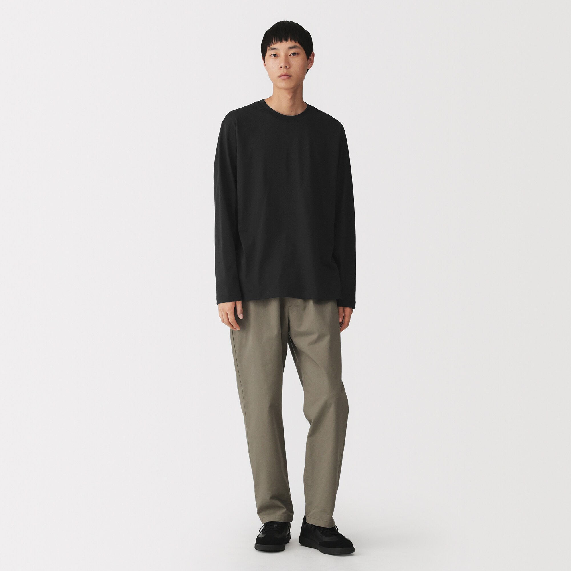 紳士　天竺編みクルーネック長袖Ｔシャツ