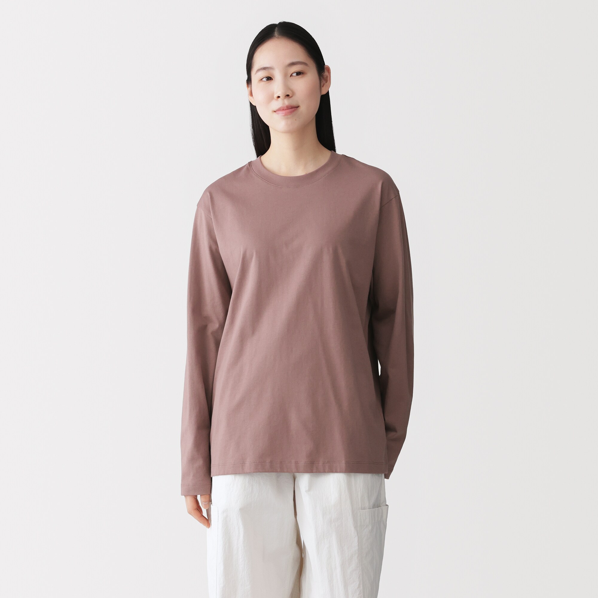 紳士　天竺編みクルーネック長袖Ｔシャツ