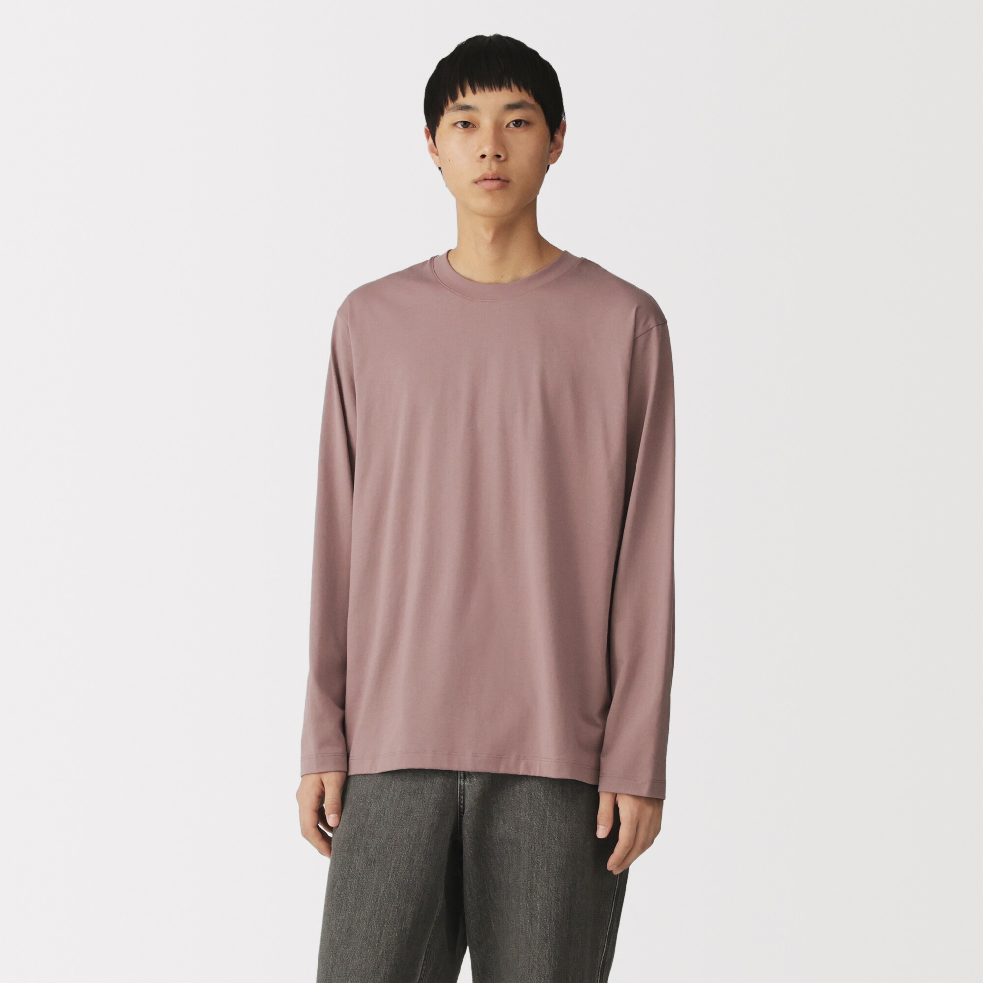 紳士　天竺編みクルーネック長袖Ｔシャツ