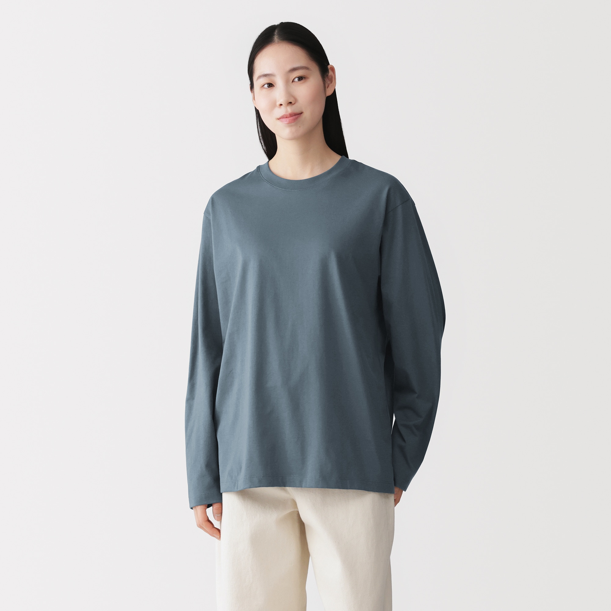 紳士　天竺編みクルーネック長袖Ｔシャツ