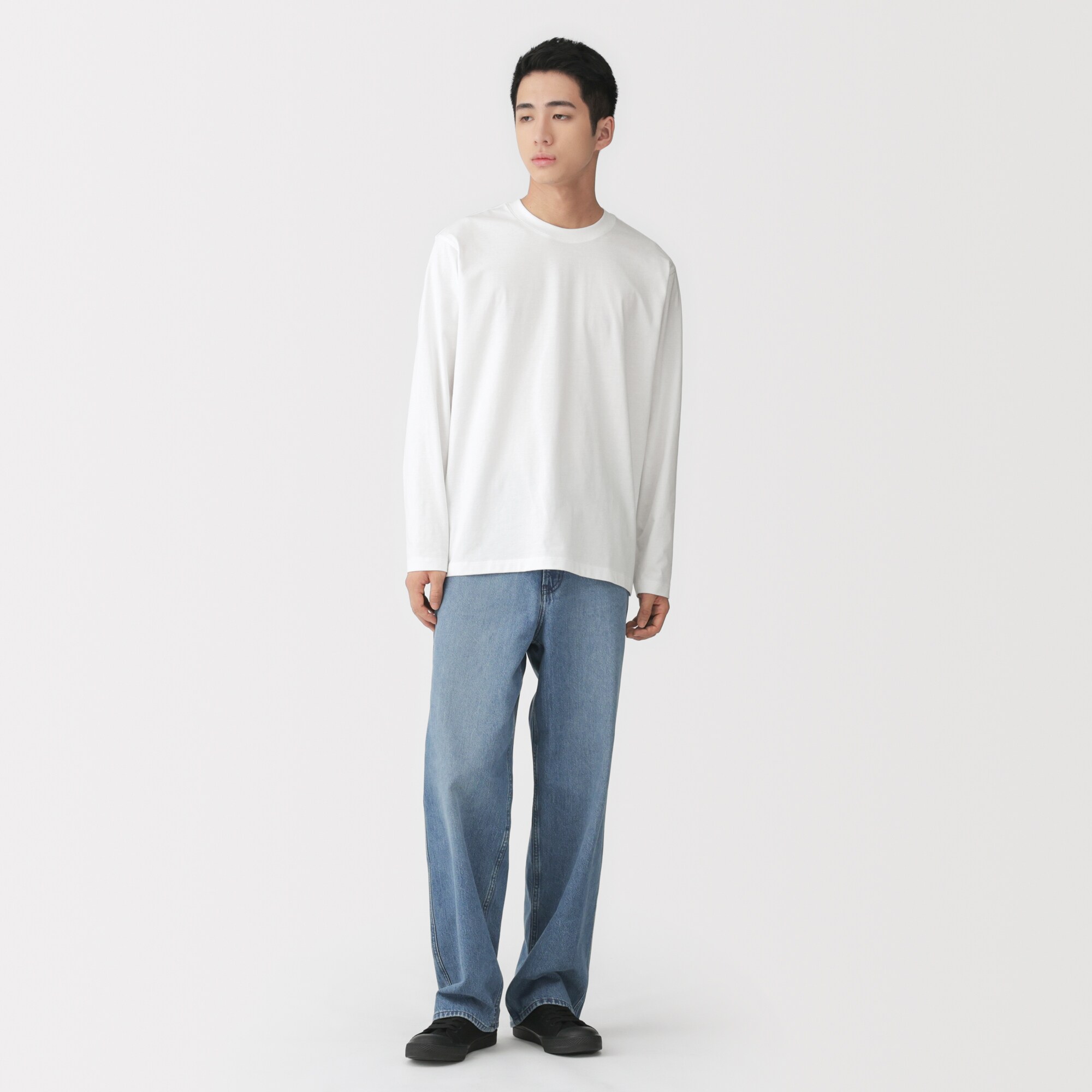 紳士 天竺編みクルーネック長袖Tシャツ | 無印良品