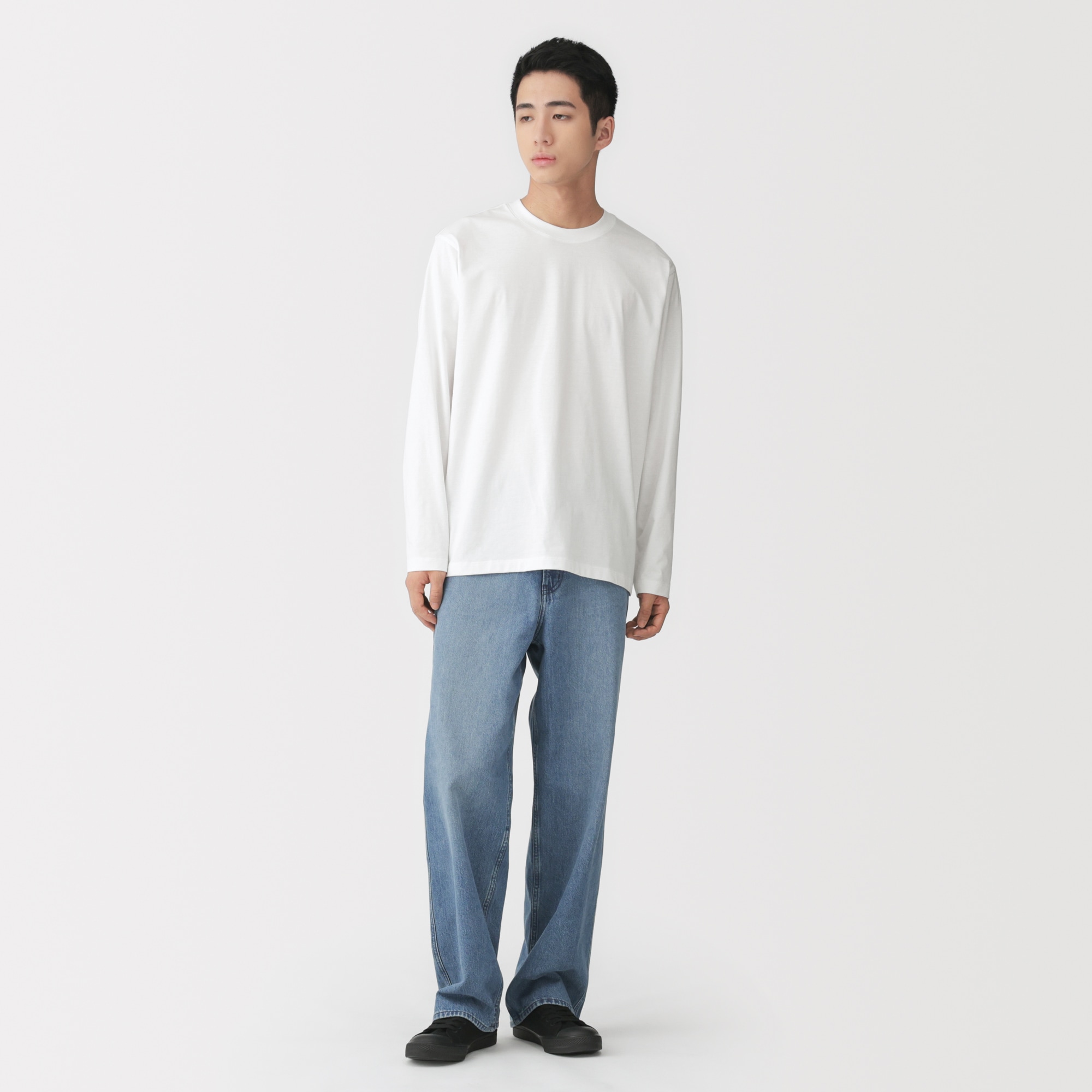 紳士 天竺編みクルーネック長袖Tシャツ | 無印良品
