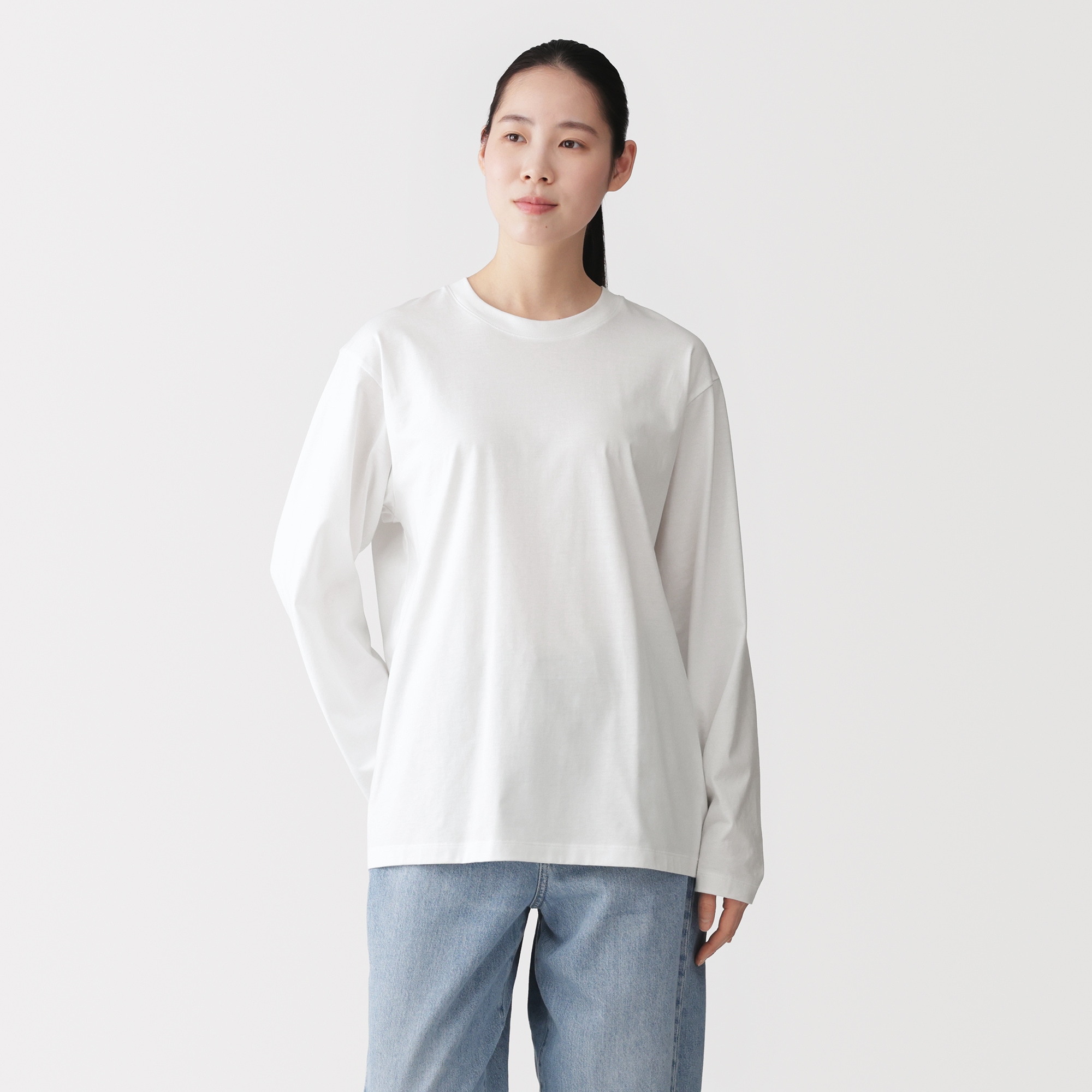 紳士 天竺編みクルーネック長袖Tシャツ | 無印良品