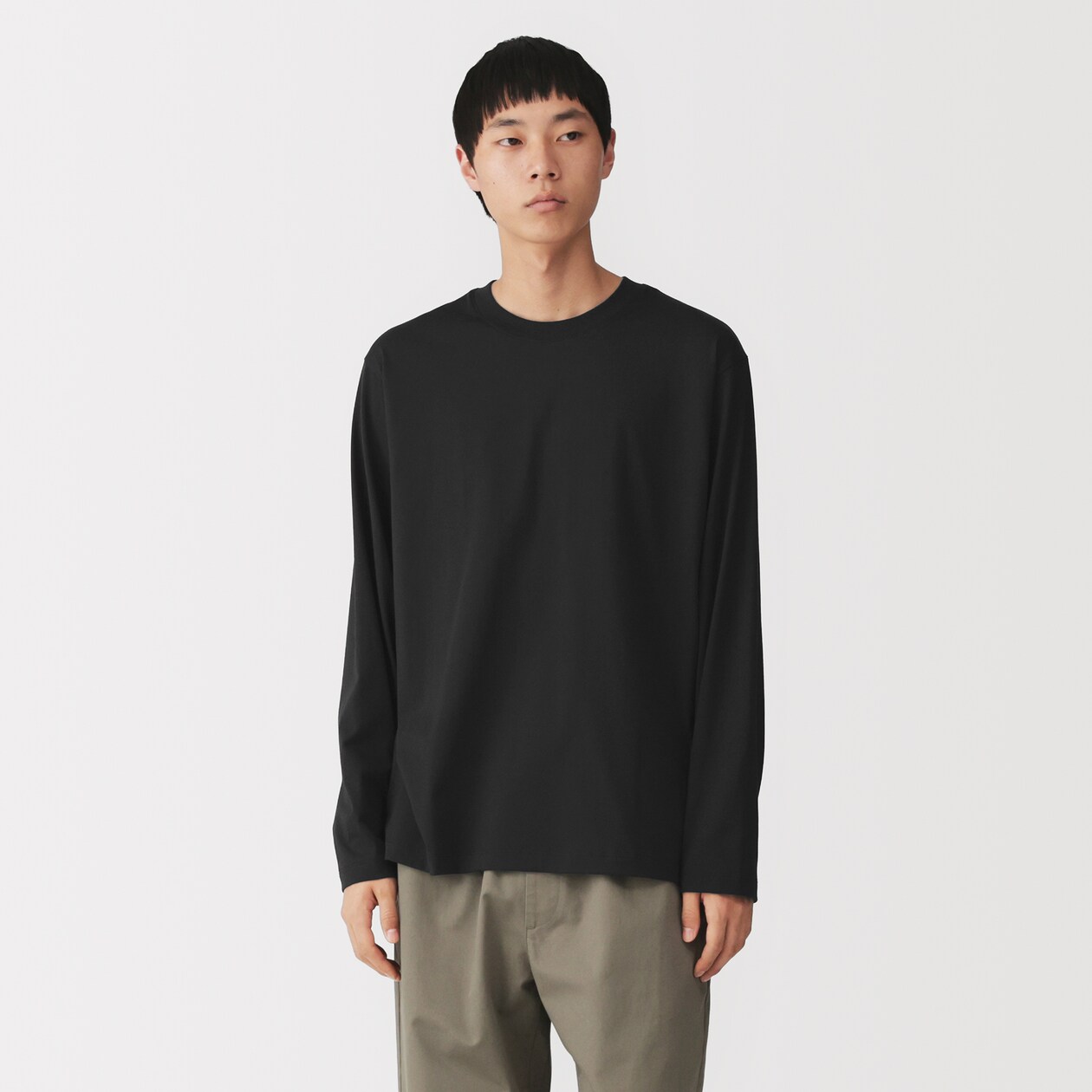 紳士　天竺編みクルーネック長袖Ｔシャツ