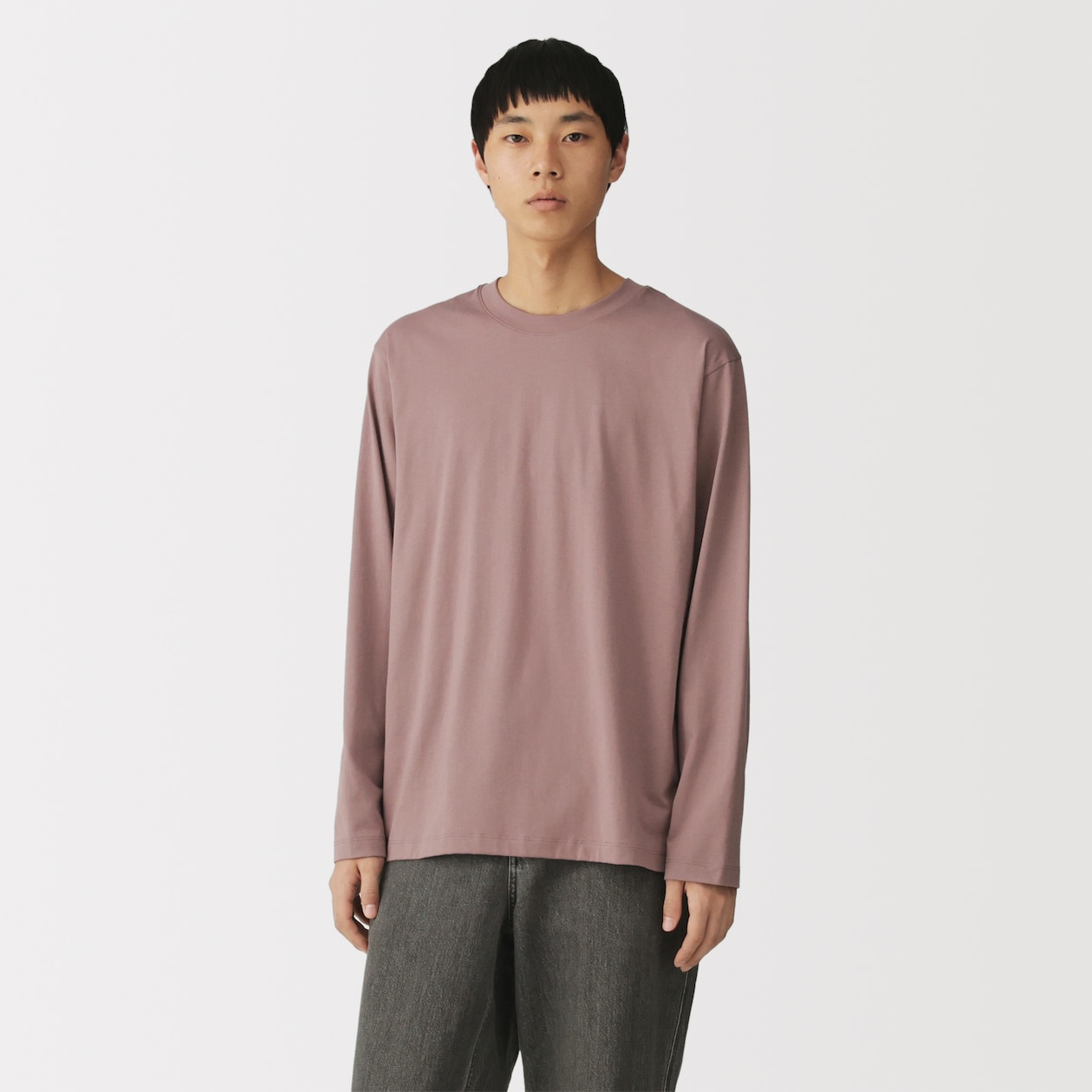 紳士　天竺編みクルーネック長袖Ｔシャツ