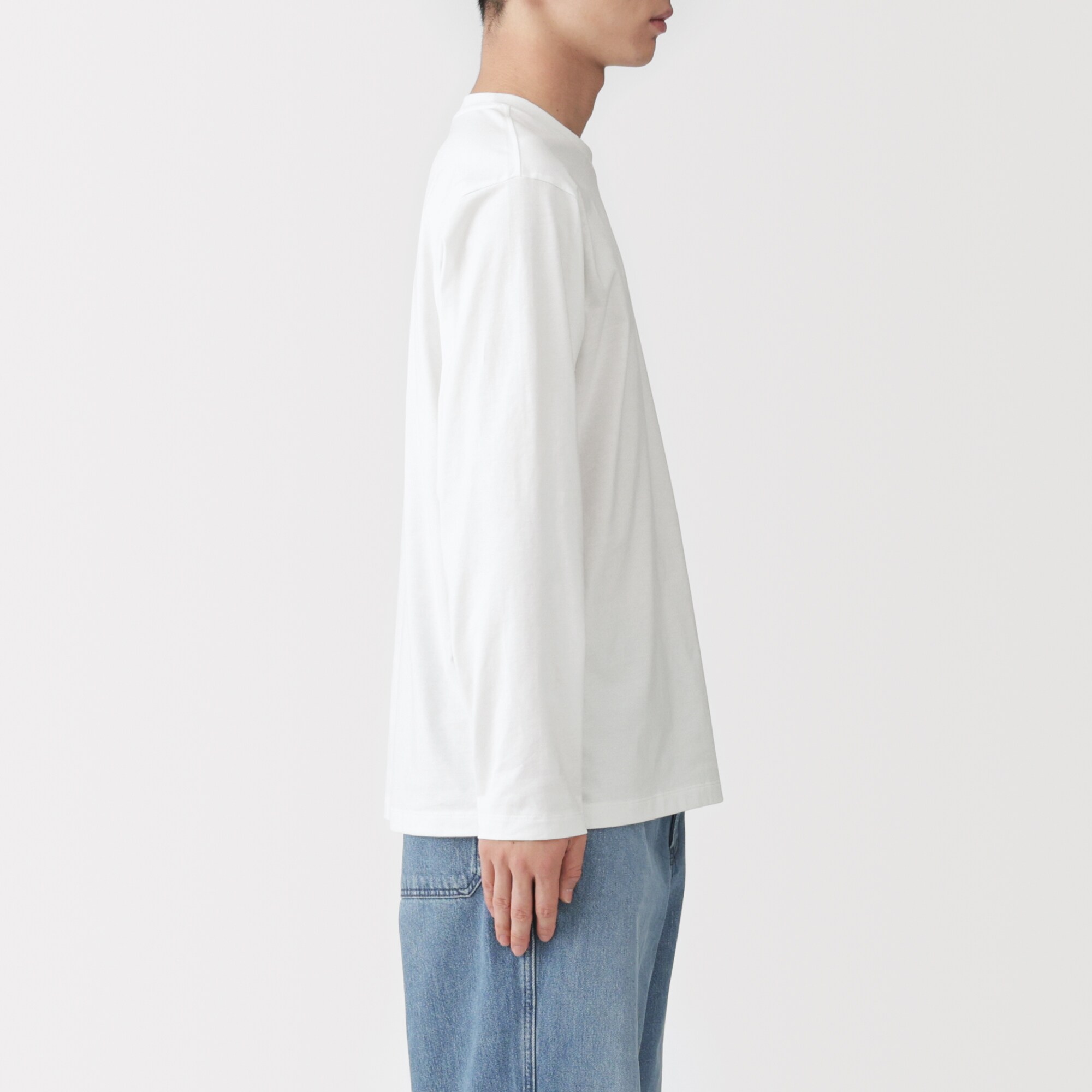 紳士　天竺編みクルーネック長袖Ｔシャツ