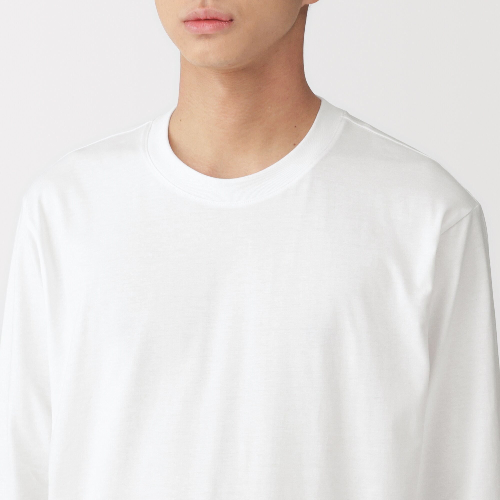 紳士　天竺編みクルーネック長袖Ｔシャツ