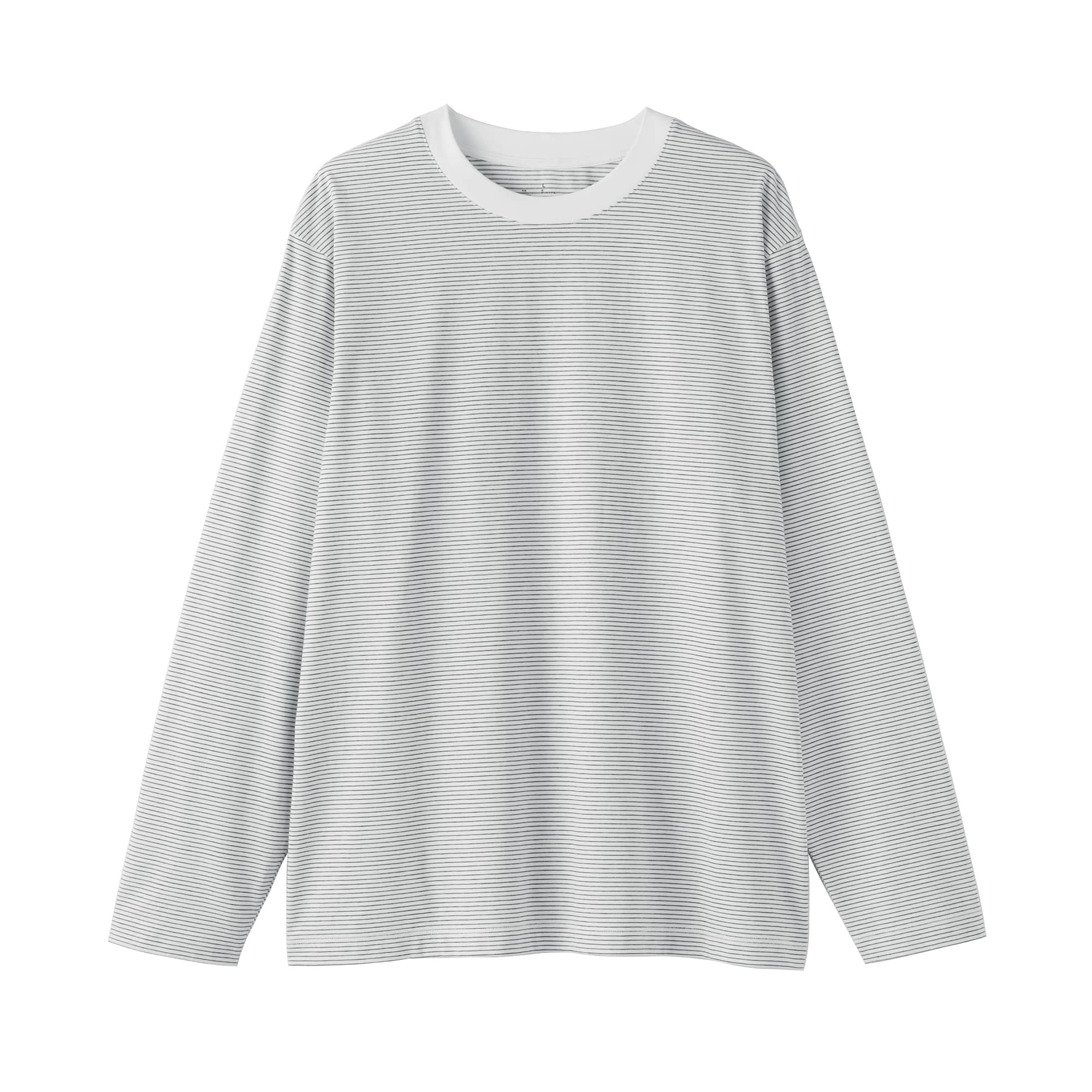 紳士　天竺編みクルーネック長袖Ｔシャツ（ボーダー）