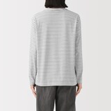 紳士　天竺編みクルーネック長袖Ｔシャツ（ボーダー）