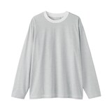 紳士　天竺編みクルーネック長袖Ｔシャツ（ボーダー）