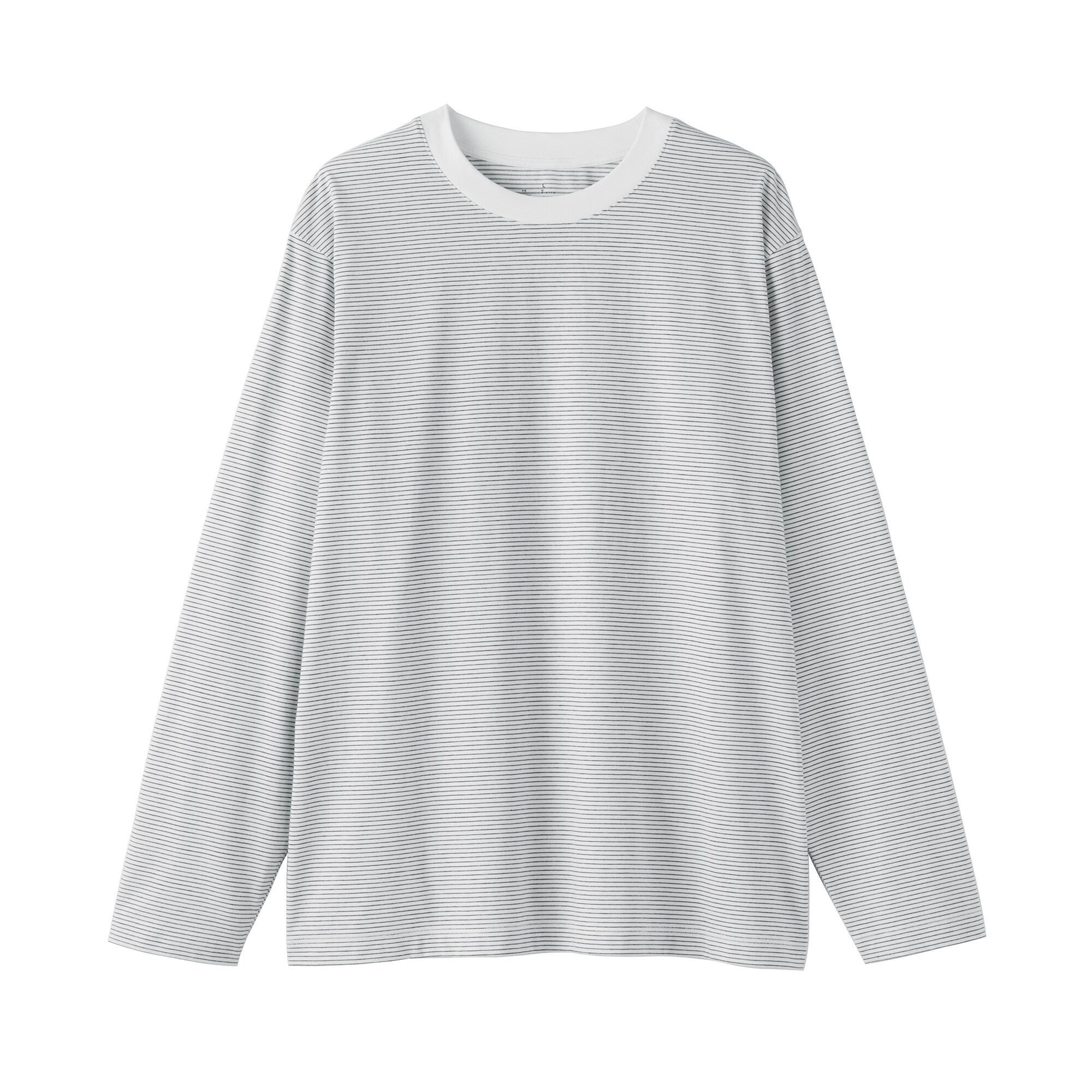 紳士　天竺編みクルーネック長袖Ｔシャツ（ボーダー）