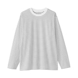 紳士　天竺編みクルーネック長袖Ｔシャツ（ボーダー）