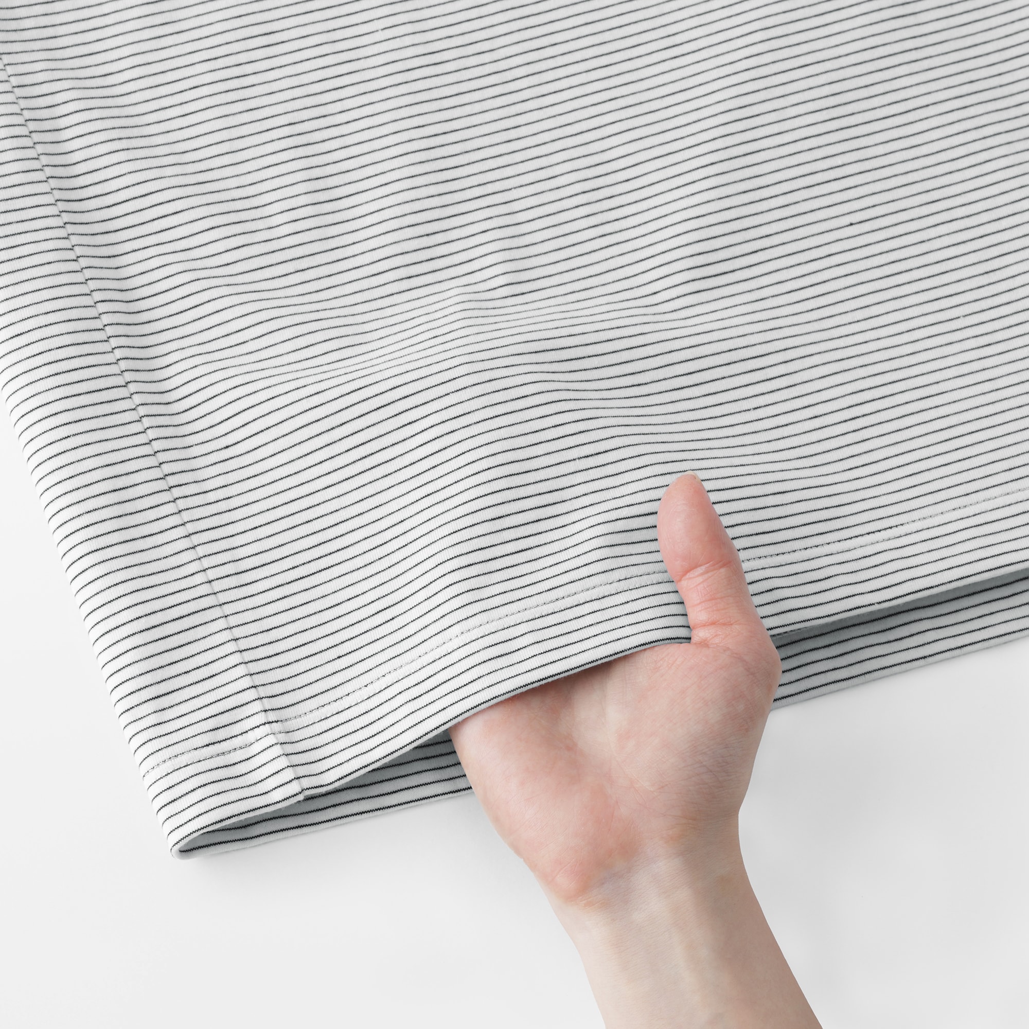 紳士　天竺編みクルーネック長袖Ｔシャツ（ボーダー）