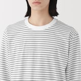 紳士　天竺編みクルーネック長袖Ｔシャツ（ボーダー）