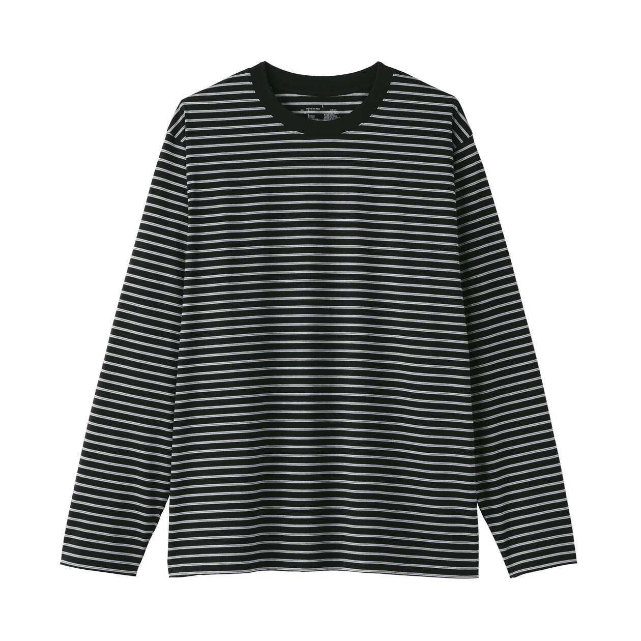 紳士　天竺編みクルーネック長袖Ｔシャツ（ボーダー）