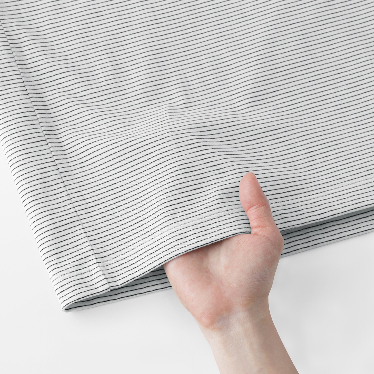 紳士　天竺編みクルーネック長袖Ｔシャツ（ボーダー）