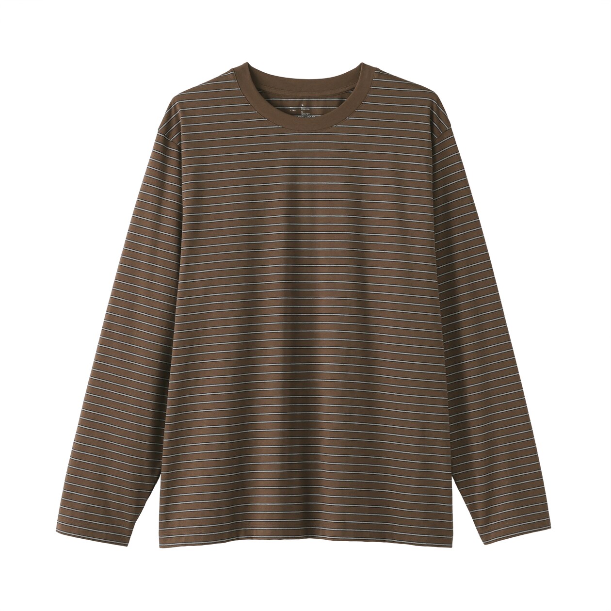 紳士　天竺編みクルーネック長袖Ｔシャツ（ボーダー）