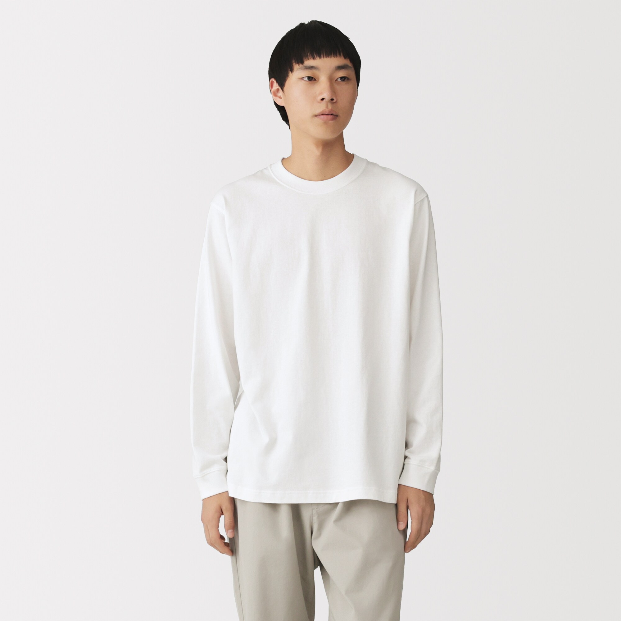 紳士　洗いざらし太番手クルーネック長袖Ｔシャツ