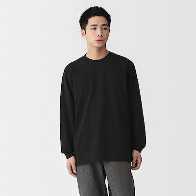 紳士　洗いざらし太番手クルーネック長袖Ｔシャツ
