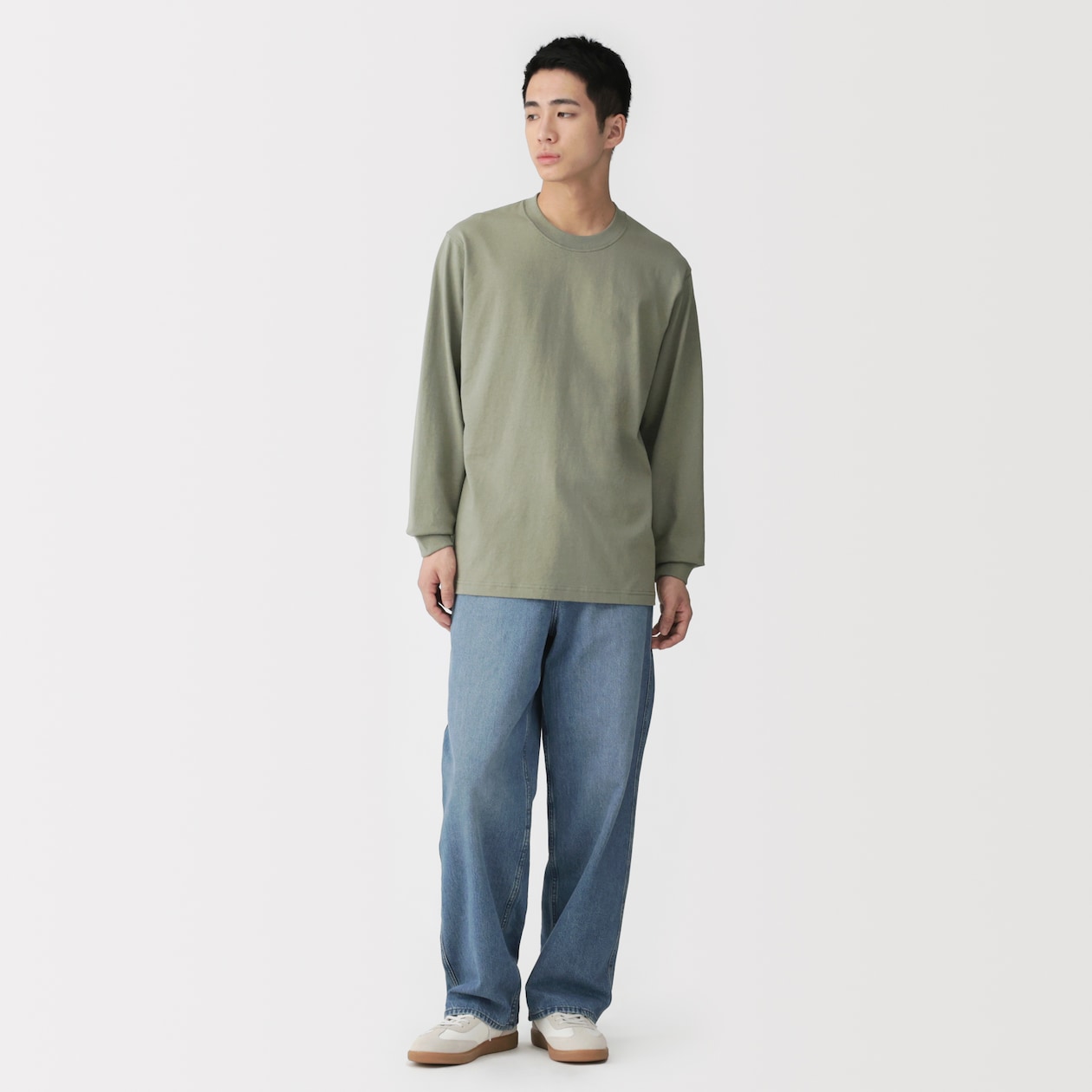 紳士　洗いざらし太番手クルーネック長袖Ｔシャツ