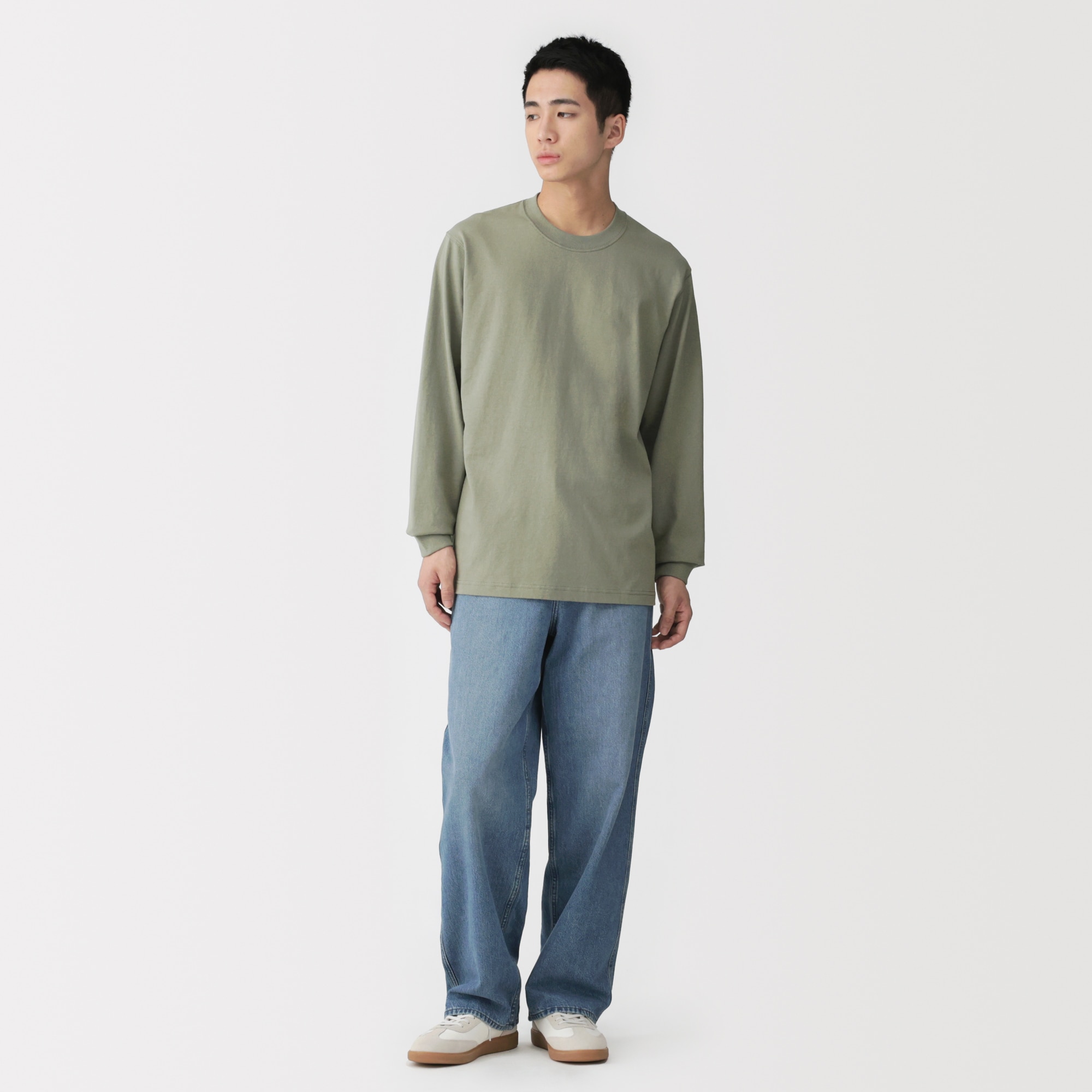 紳士 洗いざらし太番手クルーネック長袖Tシャツ | 無印良品