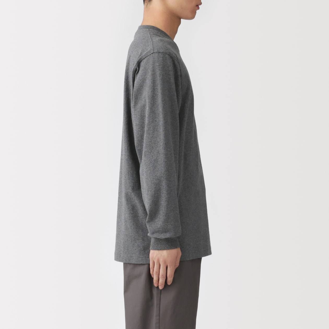 紳士　洗いざらし太番手クルーネック長袖Ｔシャツ