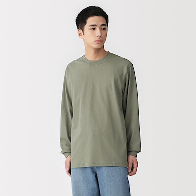 紳士　洗いざらし太番手クルーネック長袖Ｔシャツ