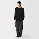 紳士　洗いざらし太番手ボートネック九分袖Ｔシャツ