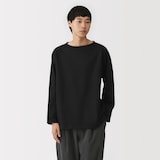 紳士　洗いざらし太番手ボートネック九分袖Ｔシャツ