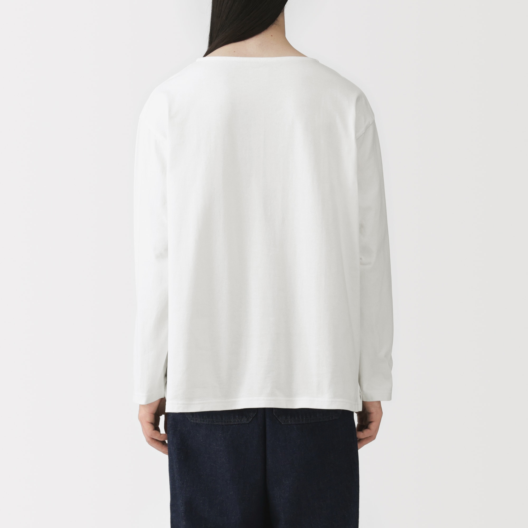 紳士　洗いざらし太番手ボートネック九分袖Ｔシャツ