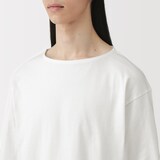 紳士　洗いざらし太番手ボートネック九分袖Ｔシャツ