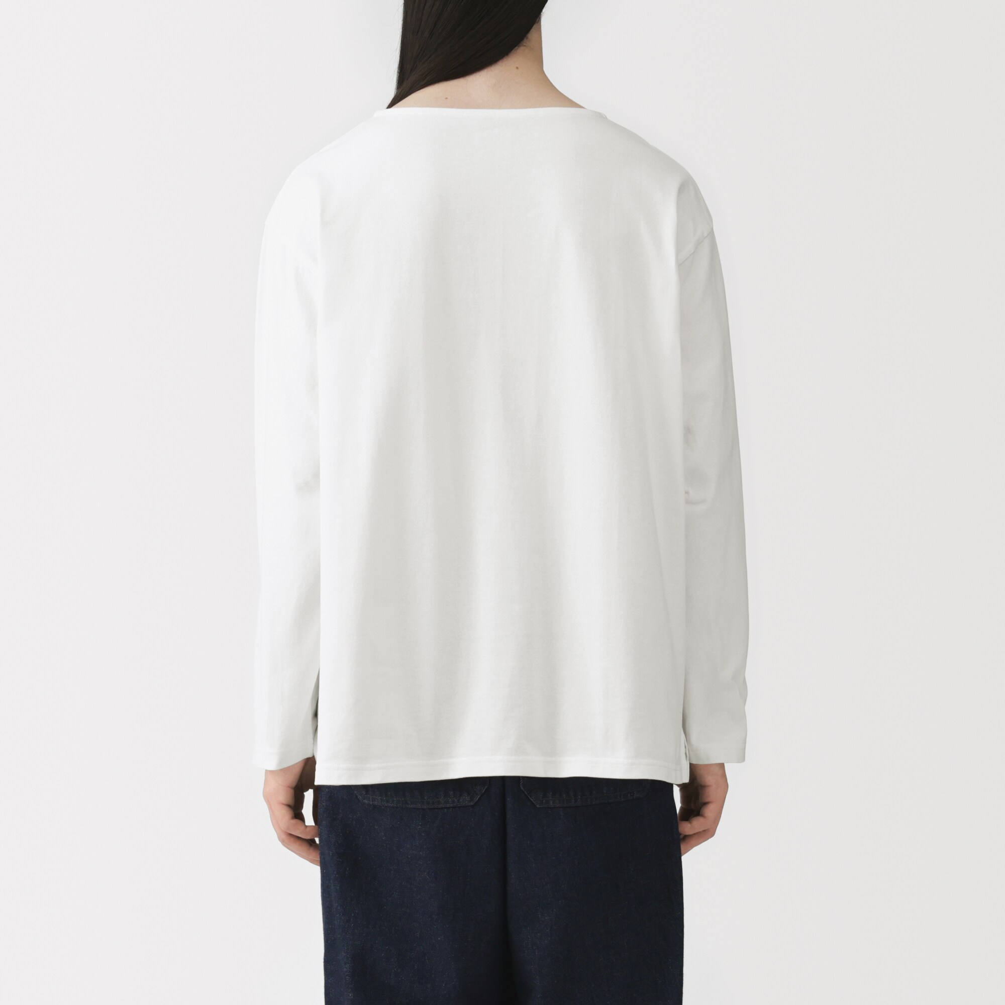 紳士　洗いざらし太番手ボートネック九分袖Ｔシャツ