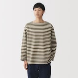 紳士　洗いざらし太番手ボートネック九分袖Ｔシャツ