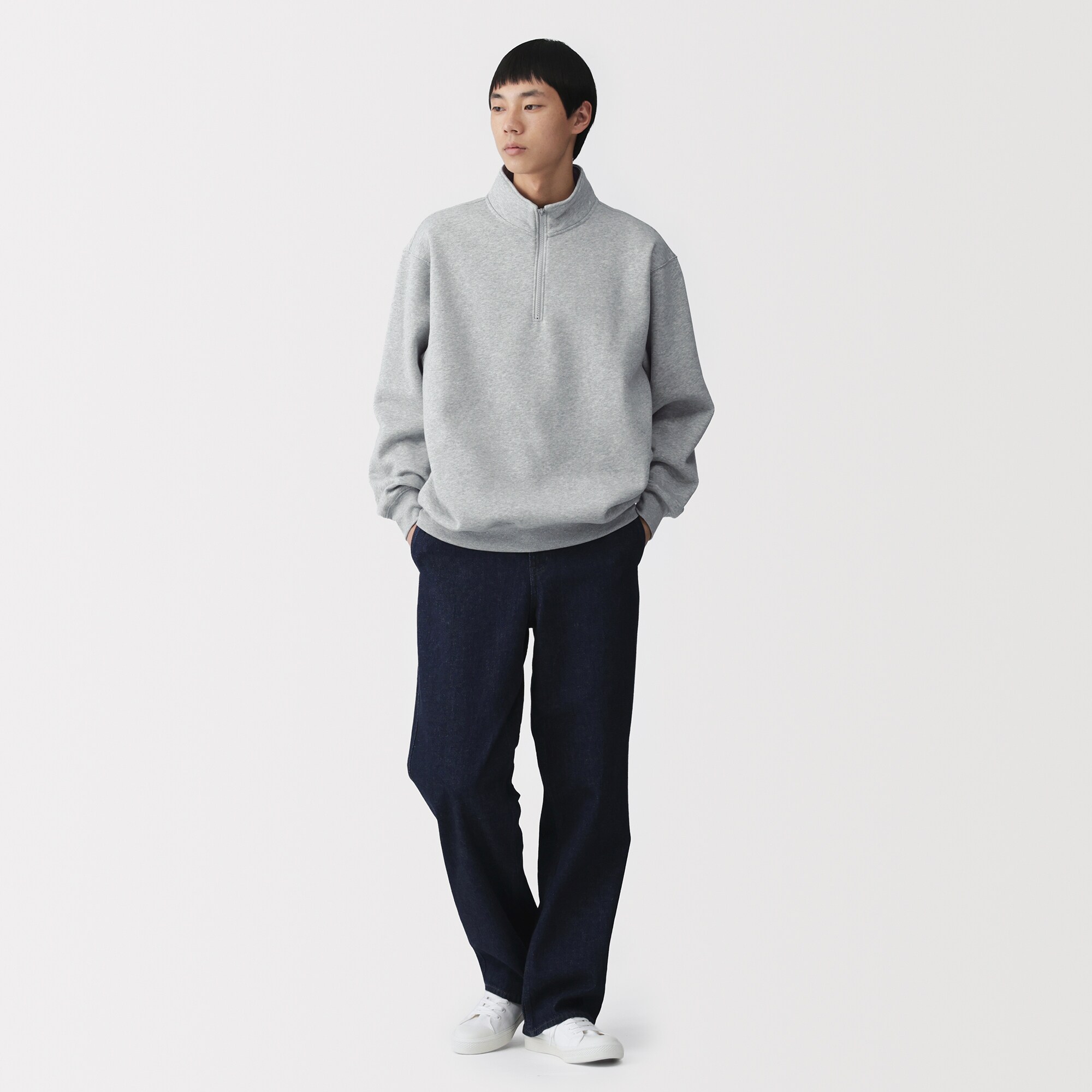 紳士　ハーフジップスウェットシャツ