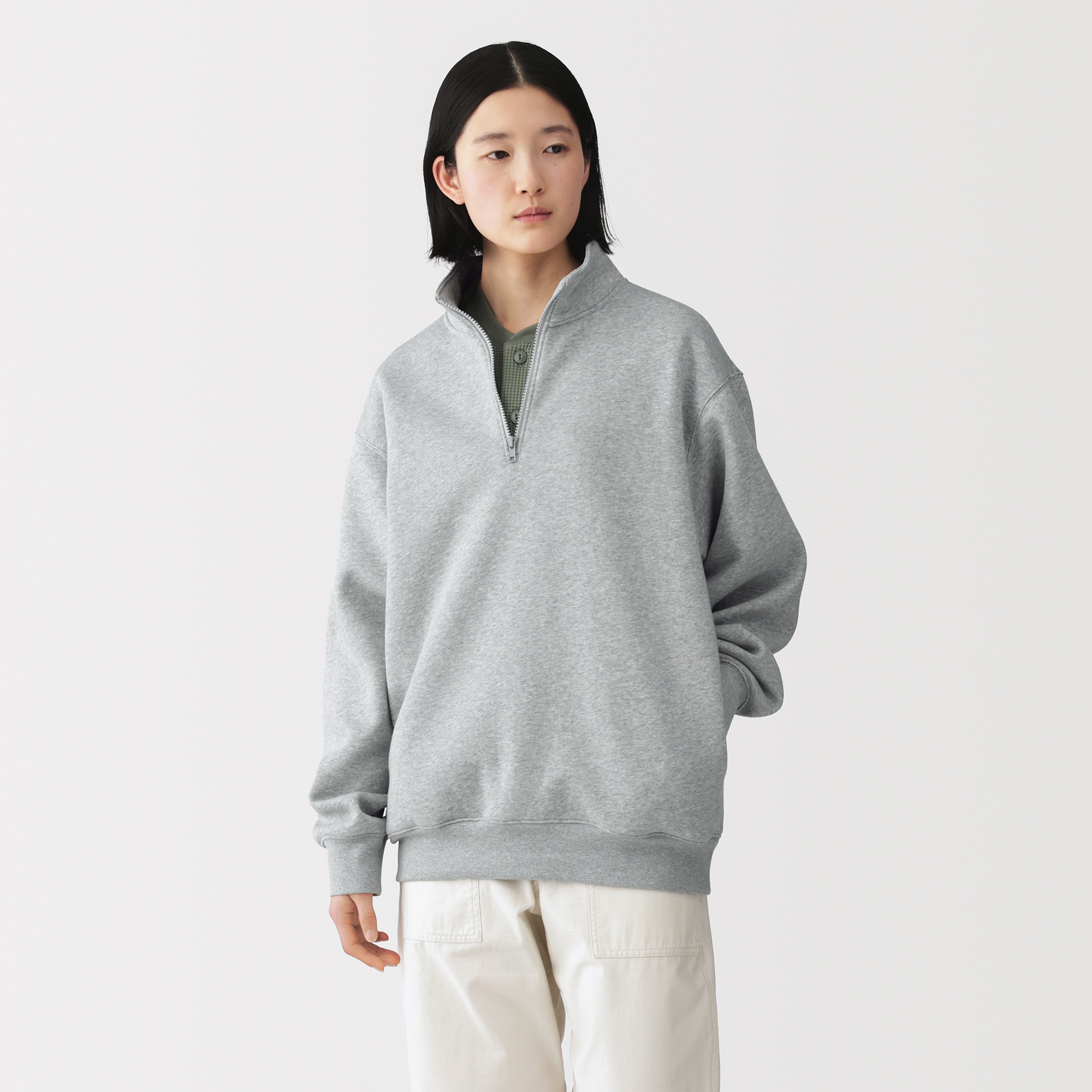 紳士　ハーフジップスウェットシャツ