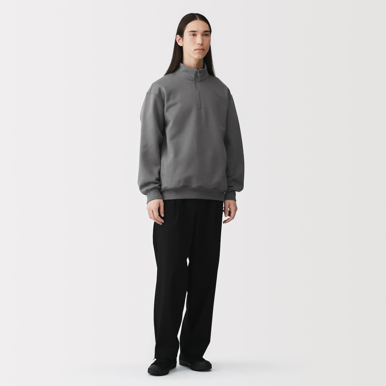 紳士　ハーフジップスウェットシャツ