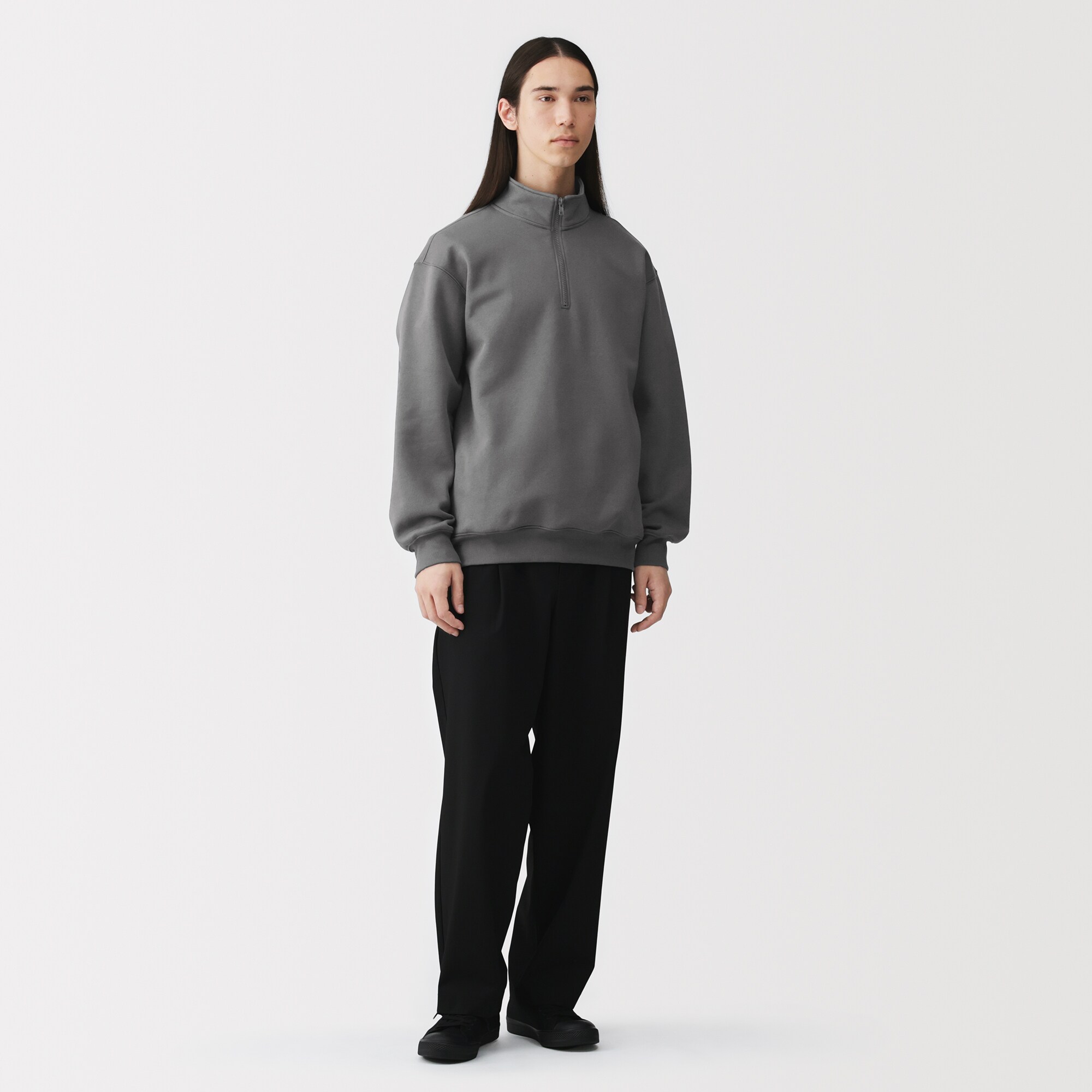 紳士　ハーフジップスウェットシャツ