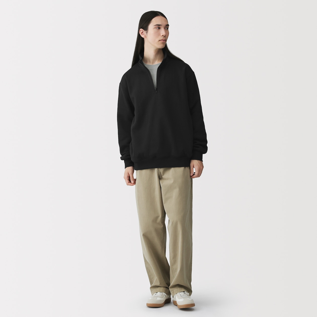 紳士　ハーフジップスウェットシャツ